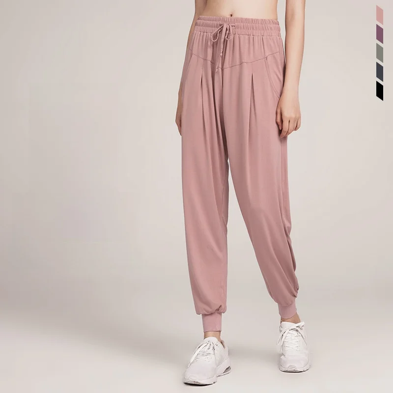 

Женские брюки для йоги с высокой талией, тонкие спортивные брюки для фитнеса, свободные брюки для бега с бантом, осенняя одежда в европейском и американском стиле