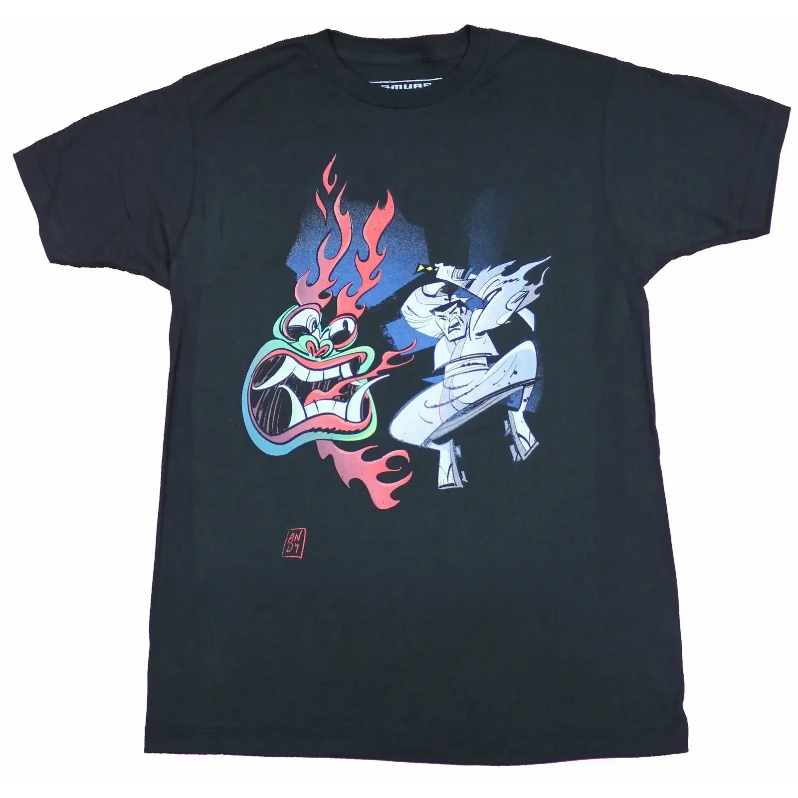Samurai Jack Adult New T Shirt Jumping Attack Pic vintage Washed Slightly Unisex Soft Versatile Casual Breathable fashion