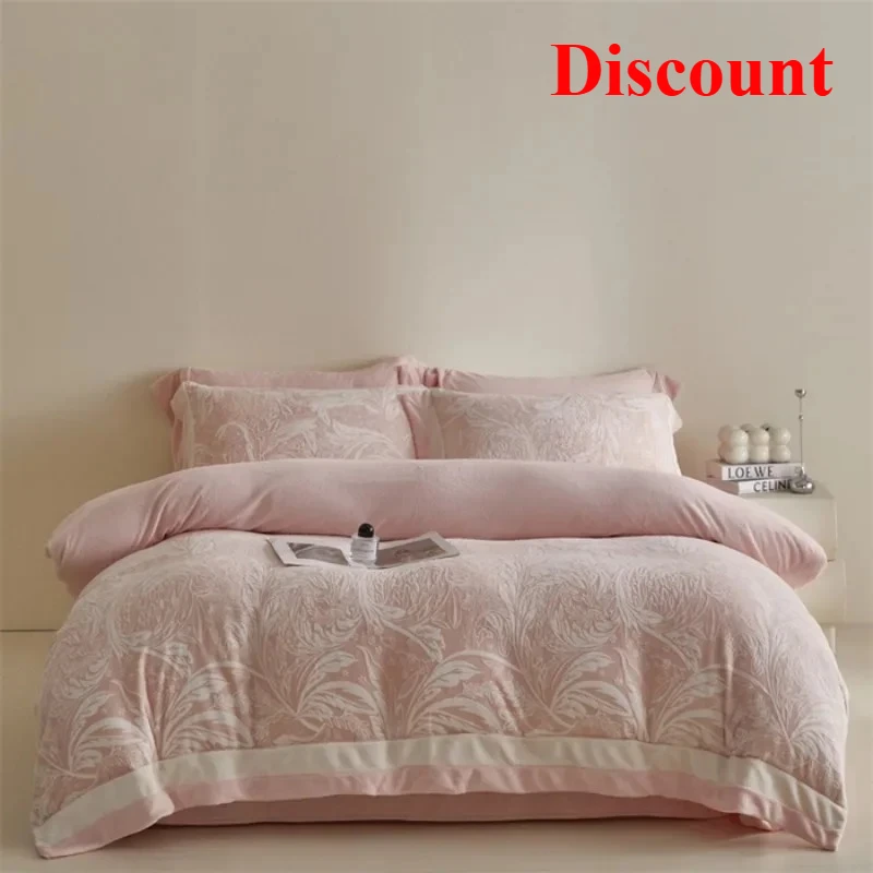 

2025 New Thickened Milk Fleece Carved Fleece 4pcs Set Winter Warm Double-sided Coral Fleece Sheet Quilt Cover Bedding