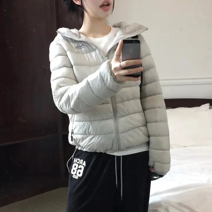 

Women's Winter Cotton Jaet 2025 Simple ay Hooded Lightweight Slimming Outdoor Coat Long Sve Commute Sle Basic Fit