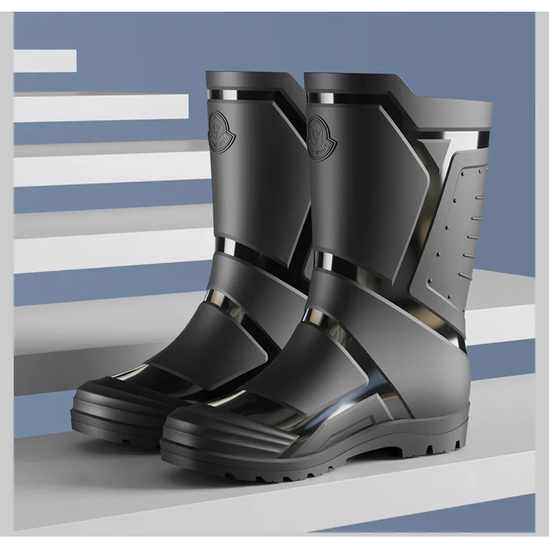 

Hot Selling Men Casual Rain Boots Waterproof Anti Slip Sole Comfort Toe Design Elastic Cuff Daily Commute Rain Shoes