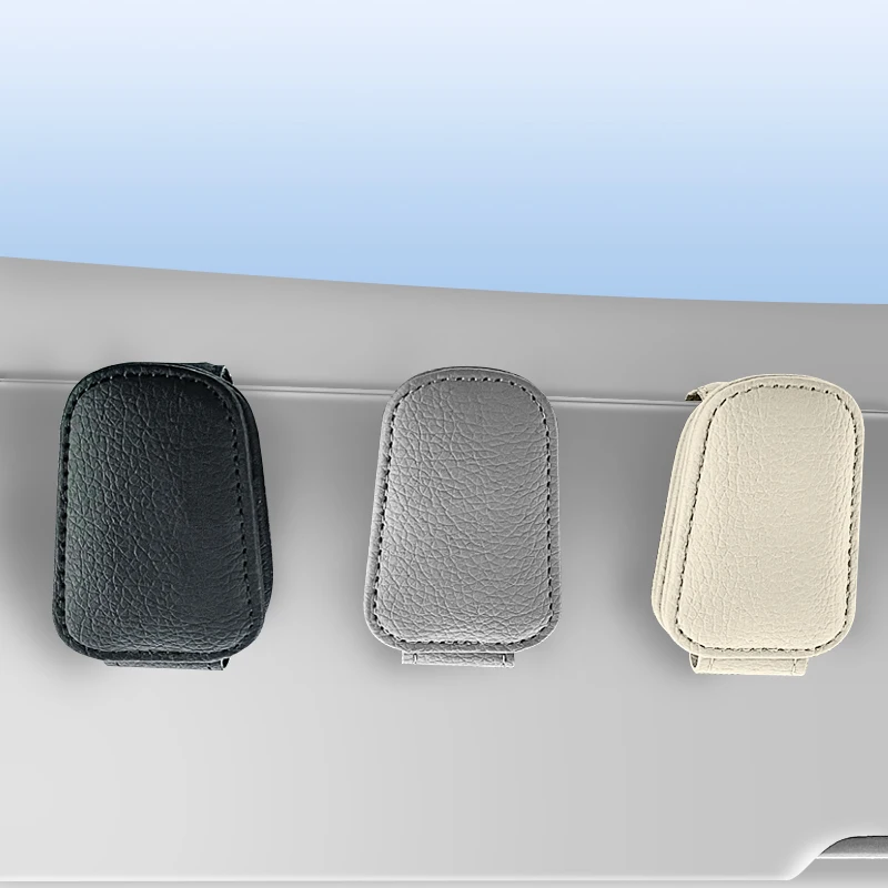 Jfbonin Soporte Magnético de Cuero para Gafas de Sol, Accesorio para Parasol de Coche con Clip para Boletos, Parasoles Funcionales, Accesorio para Coche