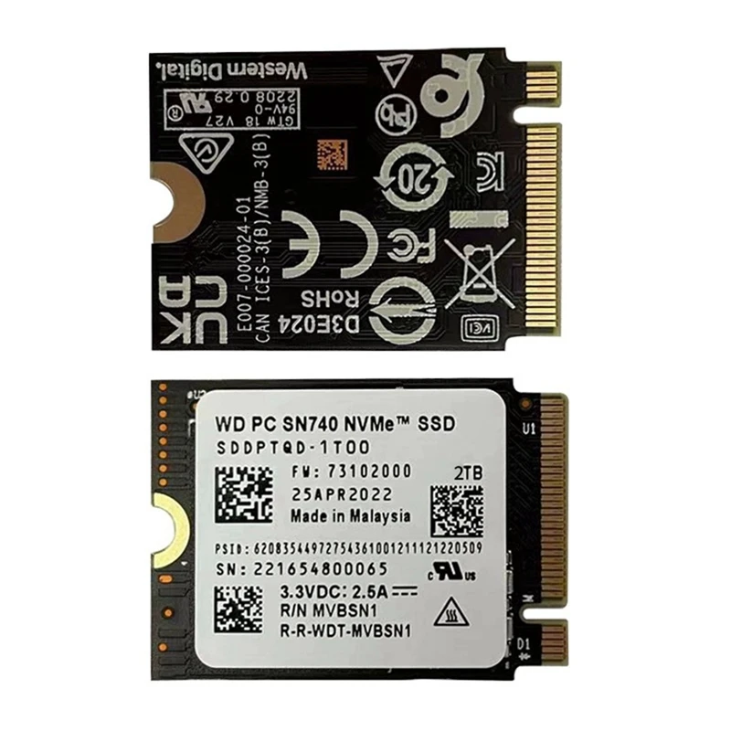 Imagem -06 - Western Digital Nvme Pcie Gen 4x4 Ssd Compatível com Surface Laptop Prox Baralho de Vapor Durável wd Sn740 M.2 Ssd 2230 2tb