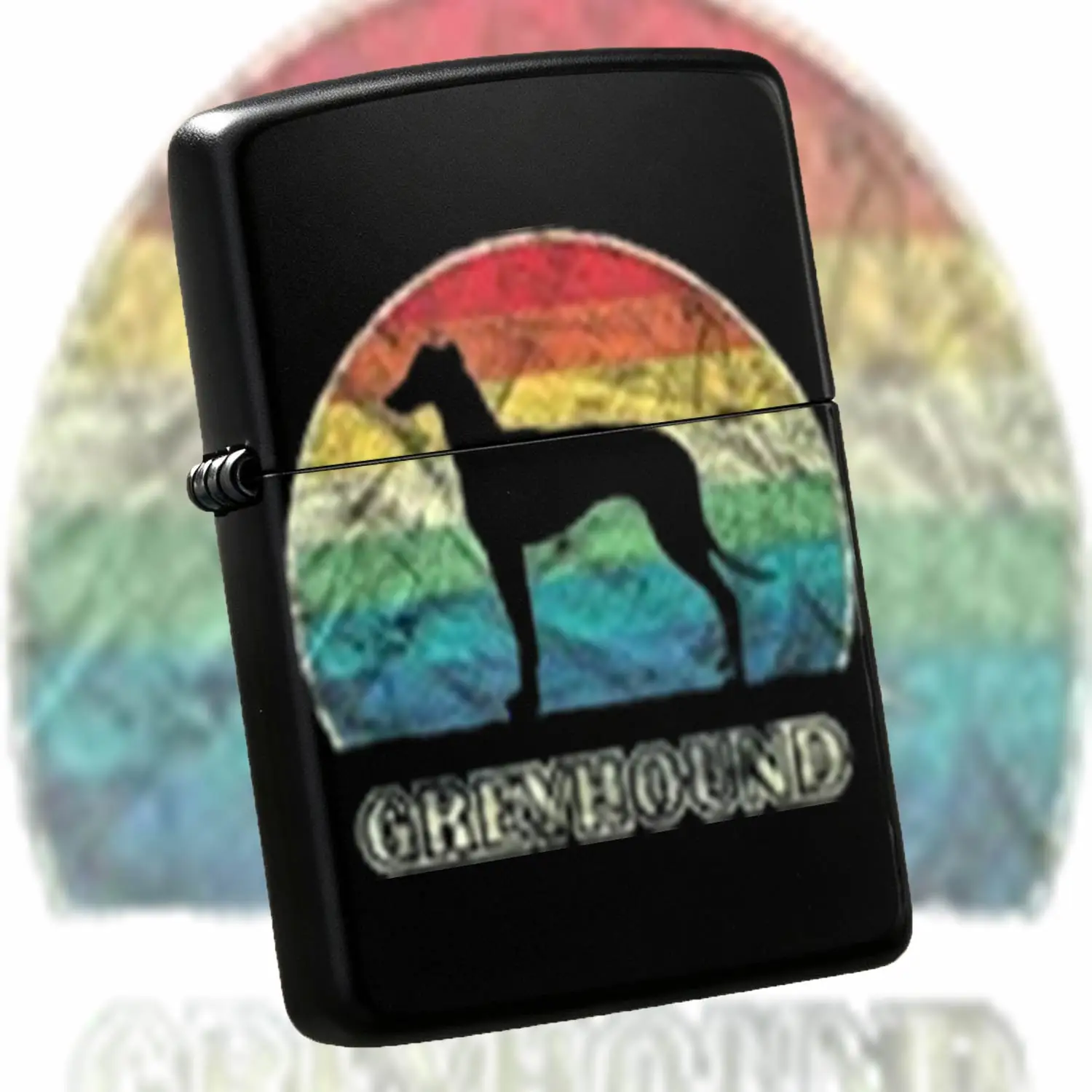 Retro Rainbow Greyhound Themed Lighter, Stylish Gradient Hound Pattern, Portable All-Scene Usable Tool For Outdoor Camping, Daily Candle Incense Lighting, Creative Practical Gift For Friends And Enthusiasts, Durable Dec A Humorous And Inter