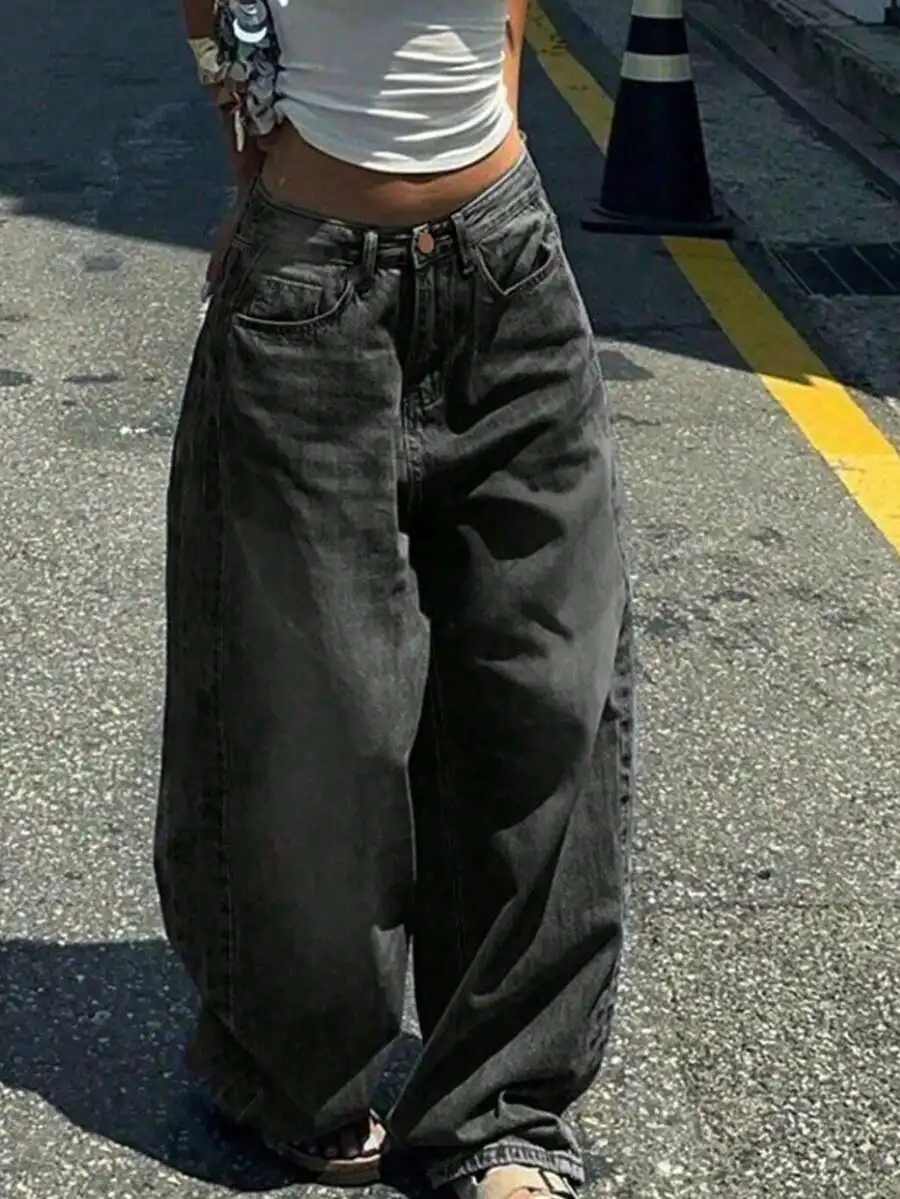 

High Waisted Oversized Baggy Jeans Vintage Washed Denim Loose Drape Street Casual Pants