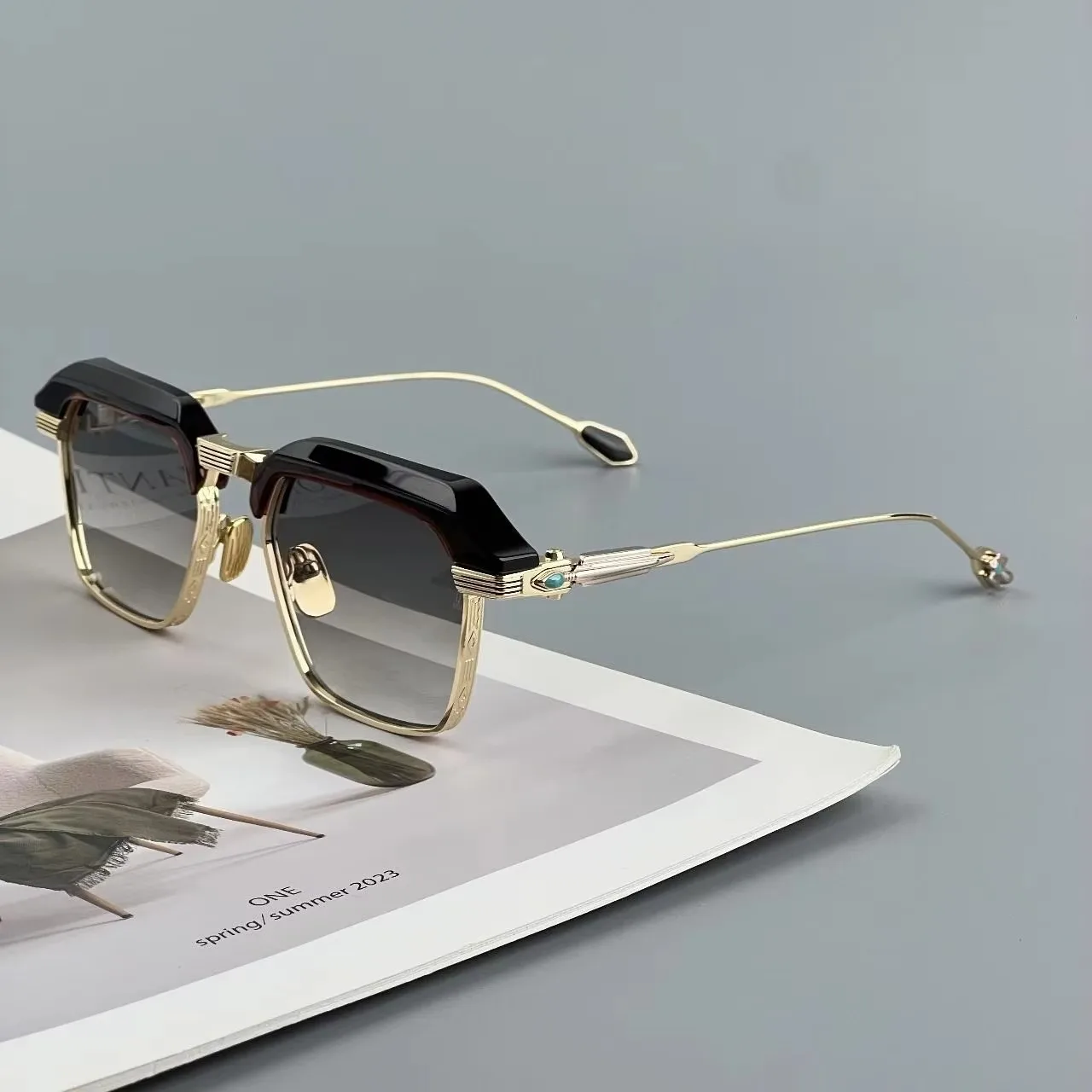 Square Acetate Metal Sunglasses Handcrafted Japanese Style UV400 Protection Unisex High Quality Outdoor Eyewear Men Women