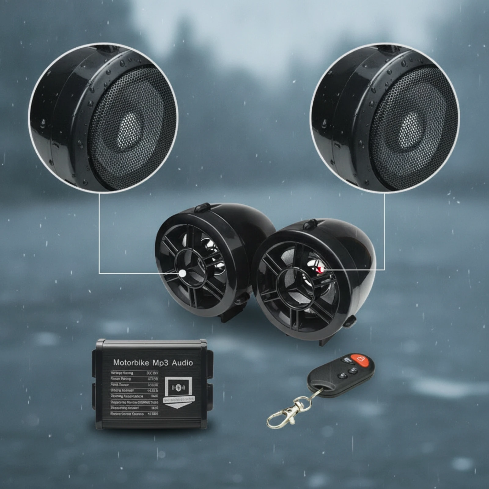 Motorcycle Speakers with Controller Compact ATV UTV Speakers Motorcycle Audio System Full Range for Motorcyclists, Commuting