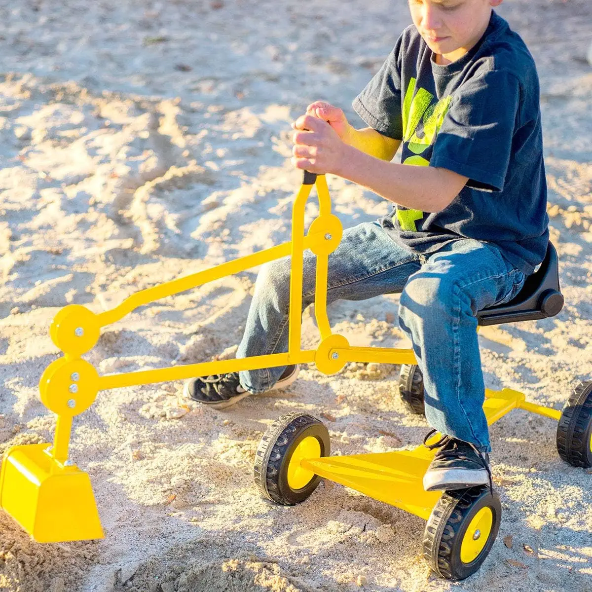 샌드박스 굴착기 장난감, 바퀴가 달린 굴착기, 접이식 놀이터 장비, 구부리지 않음, 핀치 없음, 튼튼한 금속 Ri, 야외 놀이용