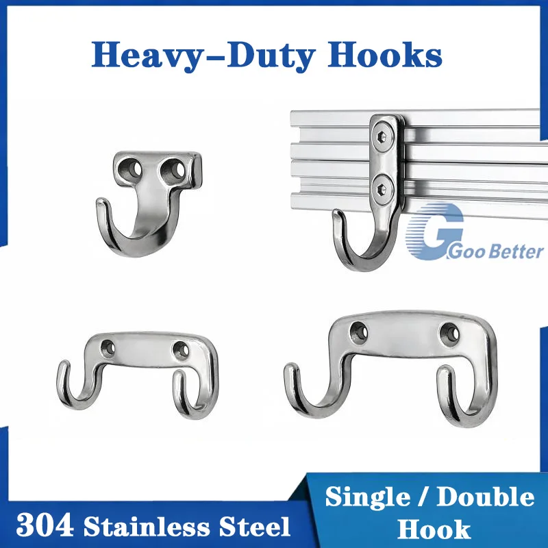 5PCS HFY66/71-37/59 304 Stainless Steel Double Hook Heavy Duty Coat & Hat Hook Strong Wall Mount Hook Changing Room HKKJ/HKKT