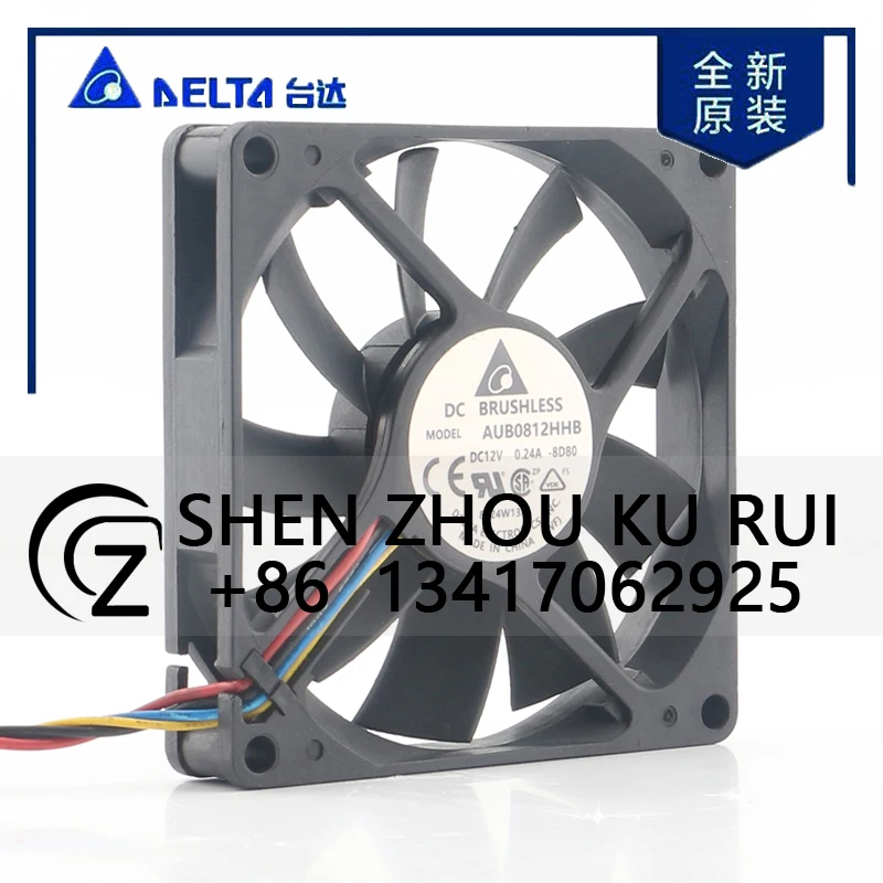 Delta 5V 24V 48V DC 12V 0.24A AC EC 8015 80X80X15MM 8CM Mute Dual Ball Computer Chassis PWM Speed Control AUB0812HHB Cooling Fan