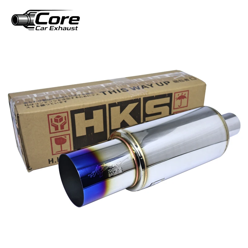 HKS Universal Stainless Steel Car Exhaust Pipe High-Quality Muffler Tail Pipe with Interfaces 51/63/76MM Outlet 89mm End
