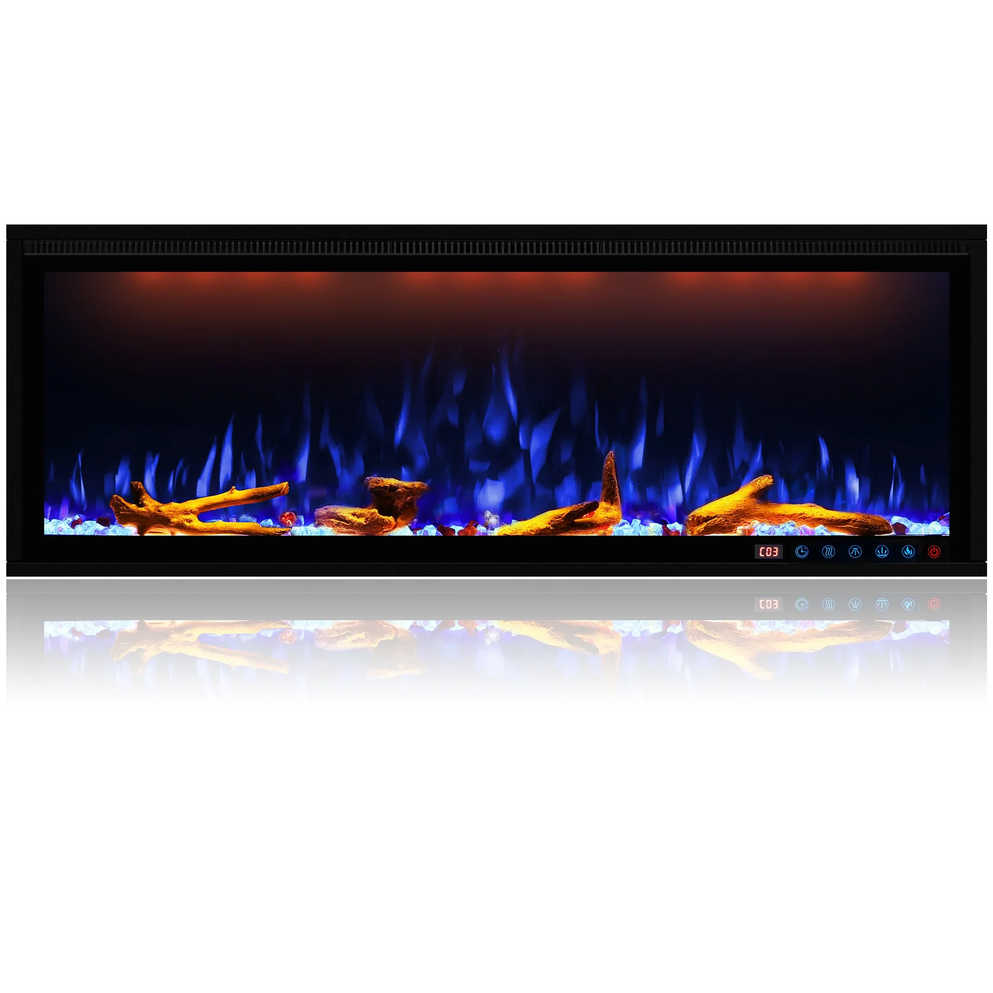 Luxstar Indoor 50 Inch Media Electric Fireplace Heater 1.5kw APP WIFI Remote Control Decor LED Flame Built-in Wall