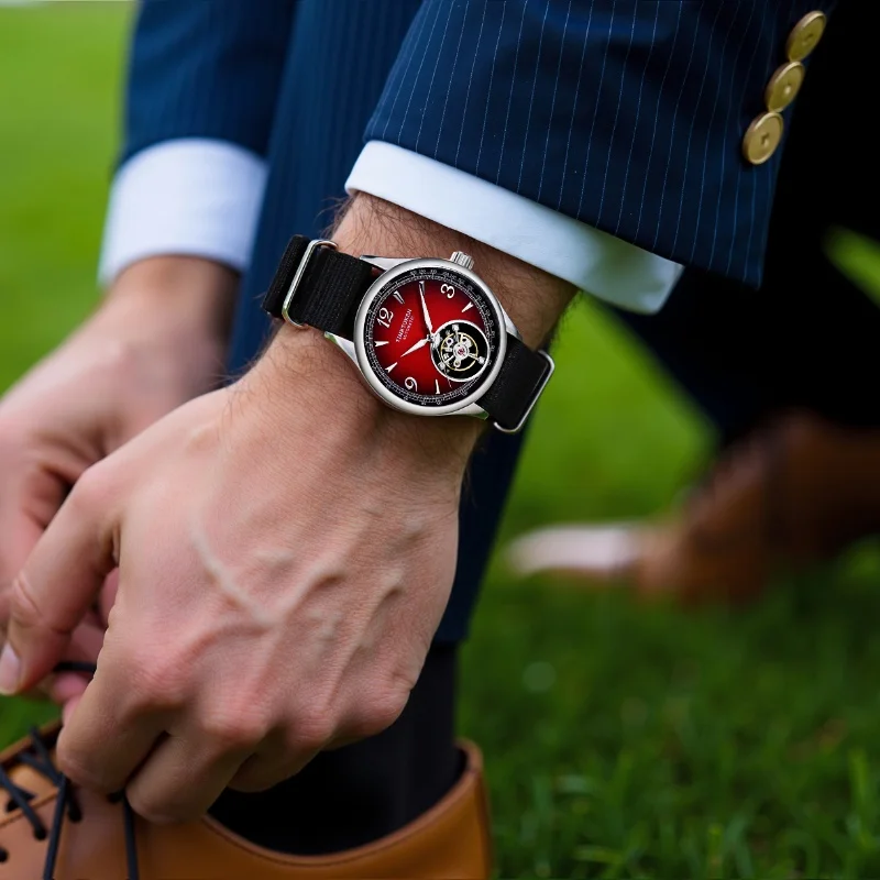 TIME TOKEN T434GS Men's Skeleton Automatic Mechanical Watch 316L Stainless Steel Case Sapphire Crystal 5ATM Water Resistant