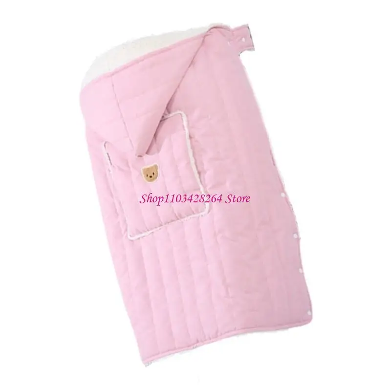 Selimut Strollers Bayi yang nyaman dengan lapisan bulu lembut yang menebal selimut bayi bulu yang besar untuk perlindungan cuaca