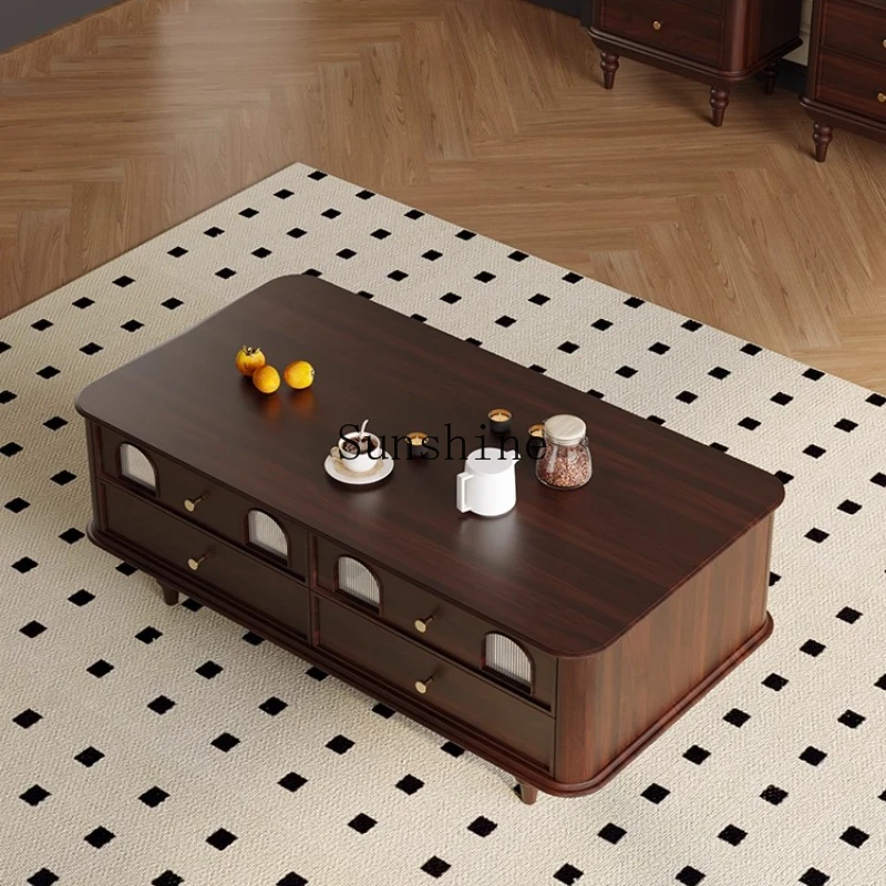 American solid wood coffee table living room household small apartment removable small table