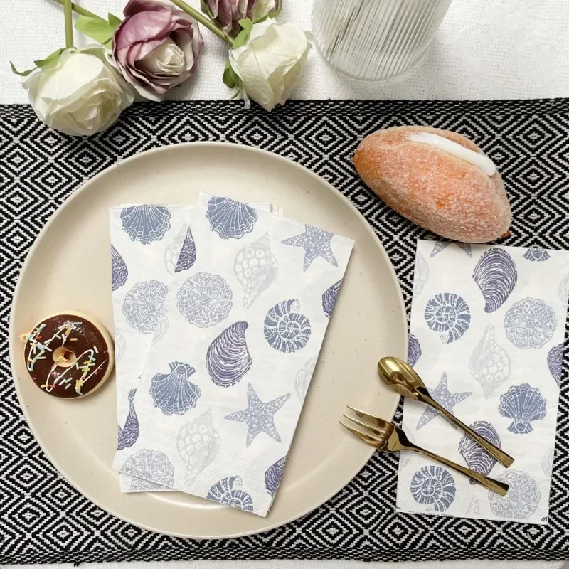 

20pcs 33*40cm 3-Ply Ocean Collection Starfish Print Rectangle Paper Napkins Party Print Paper Placemat Butterfly Bone Bart Paper