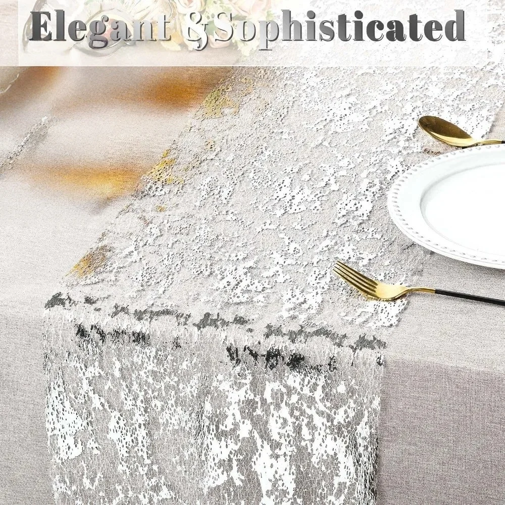 Camino de mesa metálico dorado brillante, camino de mesa fino de Navidad con lentejuelas brillantes, rollo de malla de papel de copo de nieve, mantel con bandera para boda
