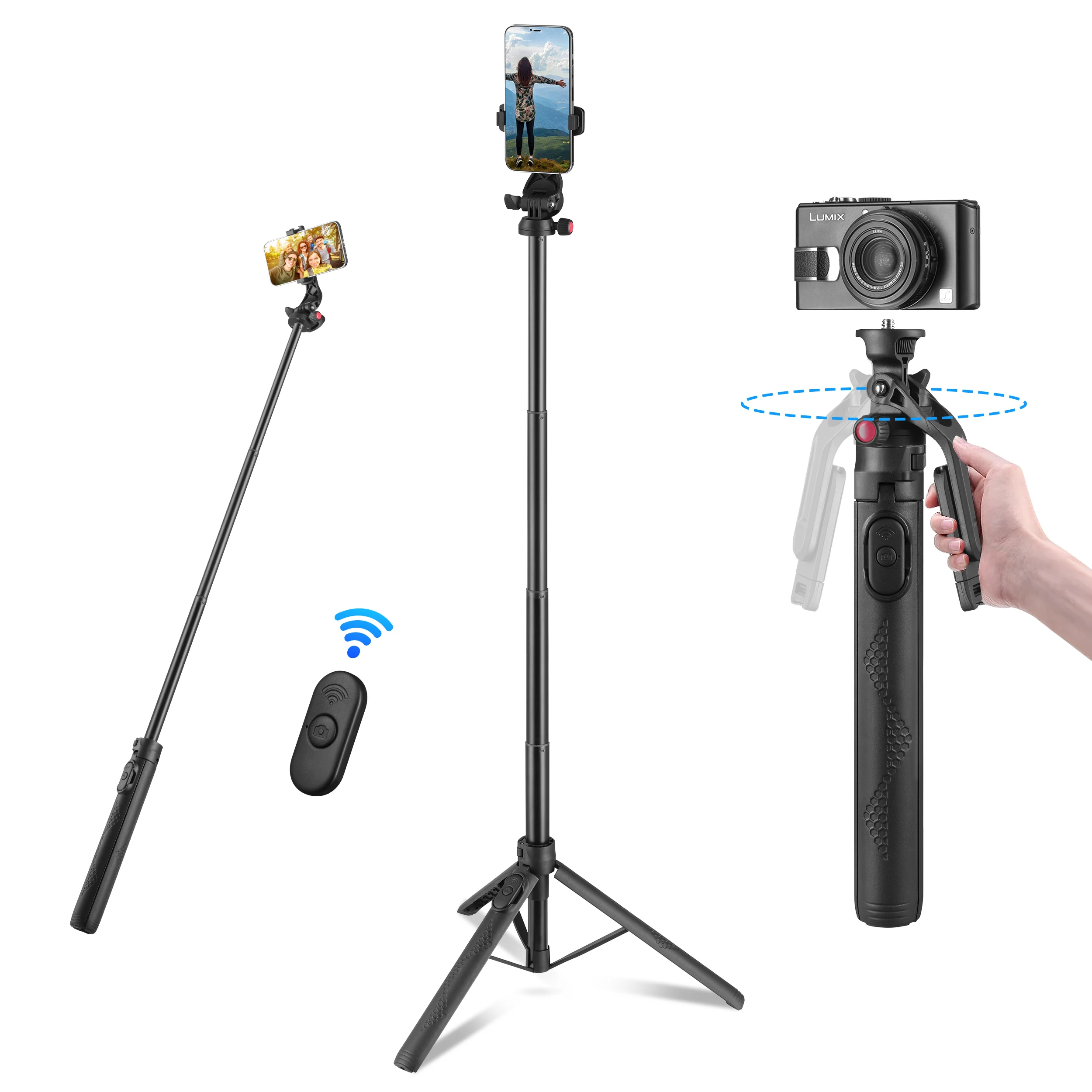 Integrated selfie tripod, Multifunctional stand for mobile micro single live streaming shooting, Wireless Bluetooth anti shake