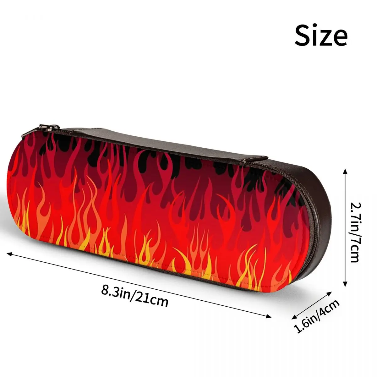 Red Hot Rod Flame On Edge Leder-Federmäppchen mit schwarzem Hintergrund, Federmäppchen zur Aufbewahrung von Schreibwaren, Stiftbox