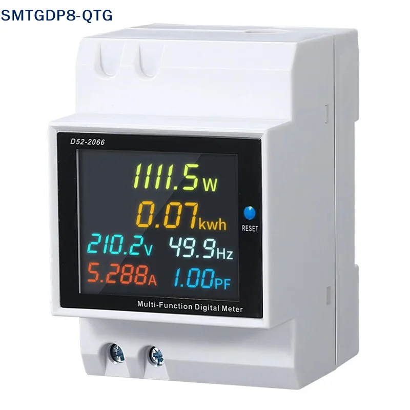 NEW 6IN1 Din Rail Monitor 110V 220V 380V 100A Voltage Current Power Factor Active KWH Electric Energy Frequency Meter