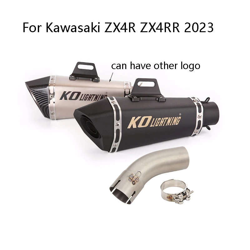 

For Kawasaki ZX4R ZX4RR 2023 Motorcycle Exhaust Muffler Tail Pipe Mid Connect Tube Stainless Steel With DB Killer Slip On