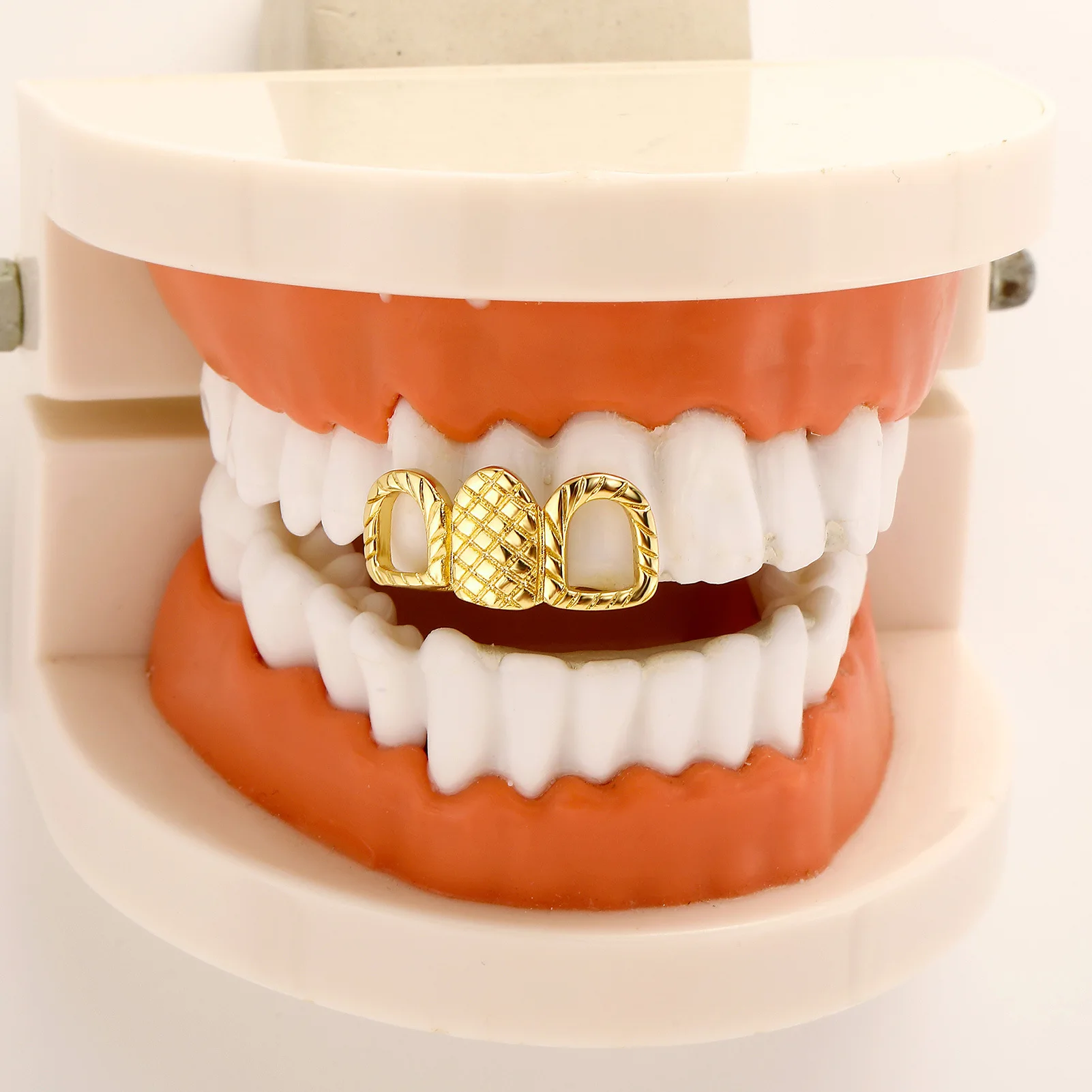 YOUNGX الهيب هوب 3 ألوان تويست نمط الأسنان Grillz المألوف جوفاء خارج الأسنان قبعات للنساء الرجال المجوهرات تأثيري هدية #3