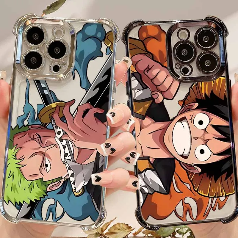 O-ONE P-PIECE-E Anime For iPhone 17 AIR 16E 16 15 14 13 12 11 XS Pro Max mini Plus Plating Anti-Fall Cool Phone Case