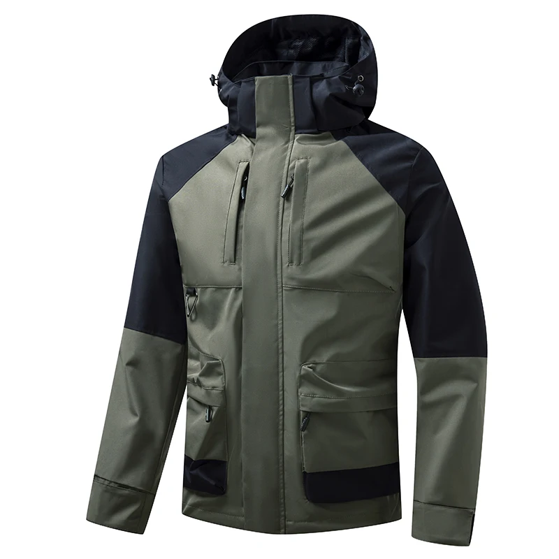 

Outdoor Jackets Men's Spring Autumn Fashion Hooded Tooling Jacket Windproof Waterproof Sports Hiking Mountaineering Coat Men