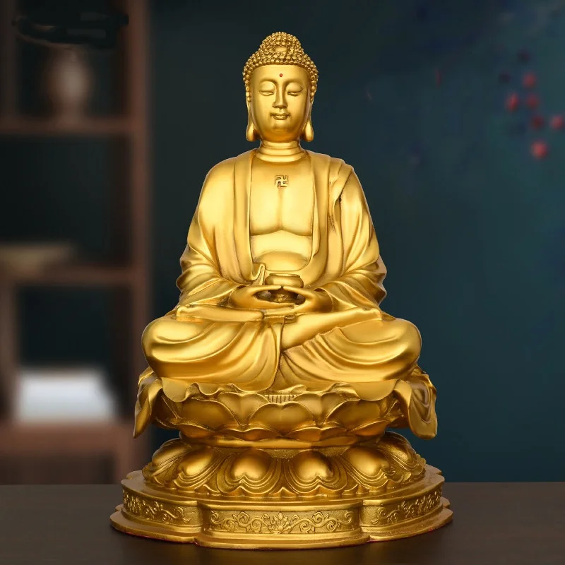 

Chinese collection brass Medicine Buddha statue home living room offerings Feng Shui auspicious decorations exquisite handicraft