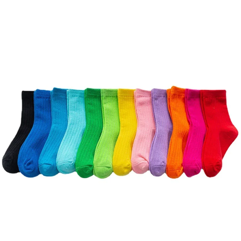 Bonbonfarbene modische Babysocken, süße Kindersocken für Jungen und Mädchen, warme Socken aus weicher Baumwolle, sofort vorrätig, einfarbig, für Kinder und Kleinkinder – Detail 2