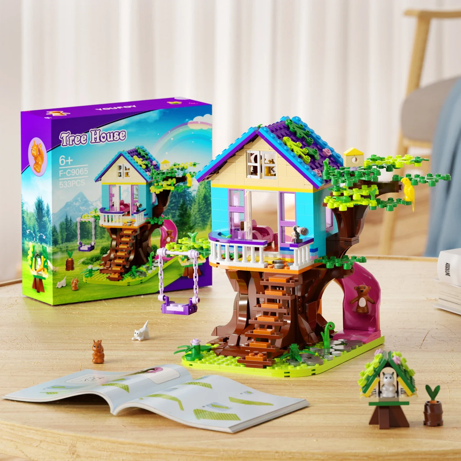 MOC Dream Tree Cabin Building Blocks Forest Natural Art Flower Hut House Model DIY Bricks Toys Kid Birthday Christmas Gift