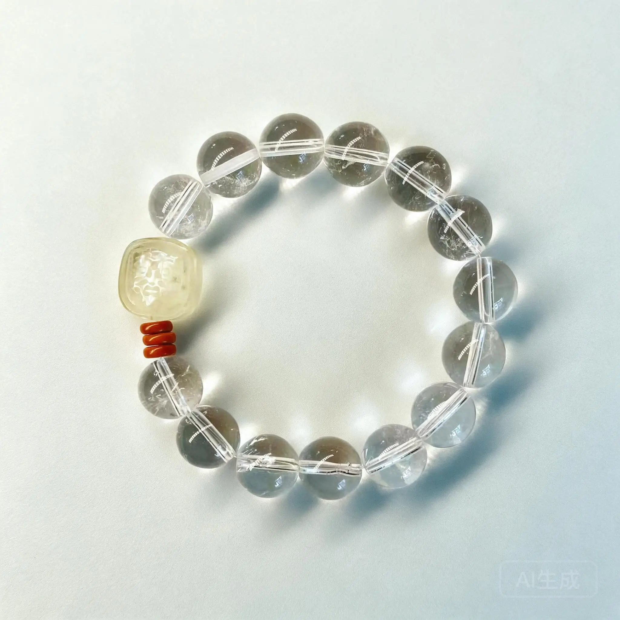 Chinese Style Natural Clear Quartz Handstring Bracelet Lemon Yellow Zakiram Charm Auspicious Lucky Wealth Blessing Women Elegant