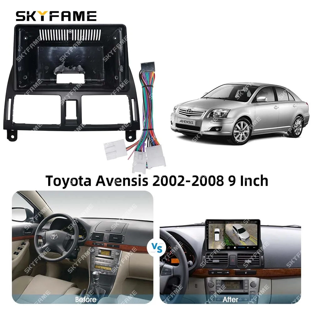 SKYFAME Car Frame Fascia Adapter Decoder Android Radio Dash Fitting Panel Kit For Toyota Avensis