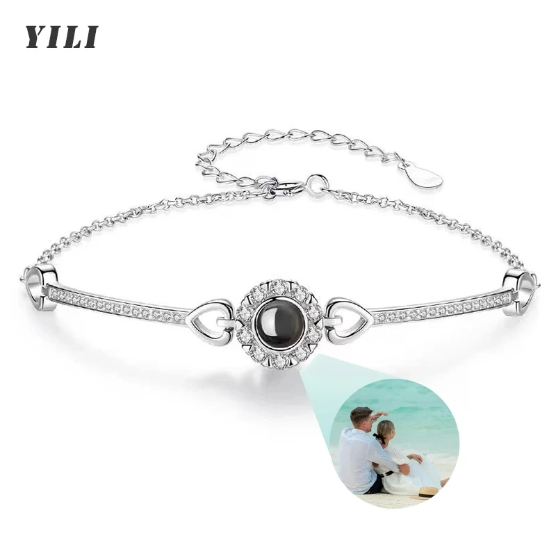 Personalisiertes Armband mit Bild im Inneren, Titan-Stahl Kubanische Gliederkette Armband mit Individueller Fotoprojektion für Männer und Frauen