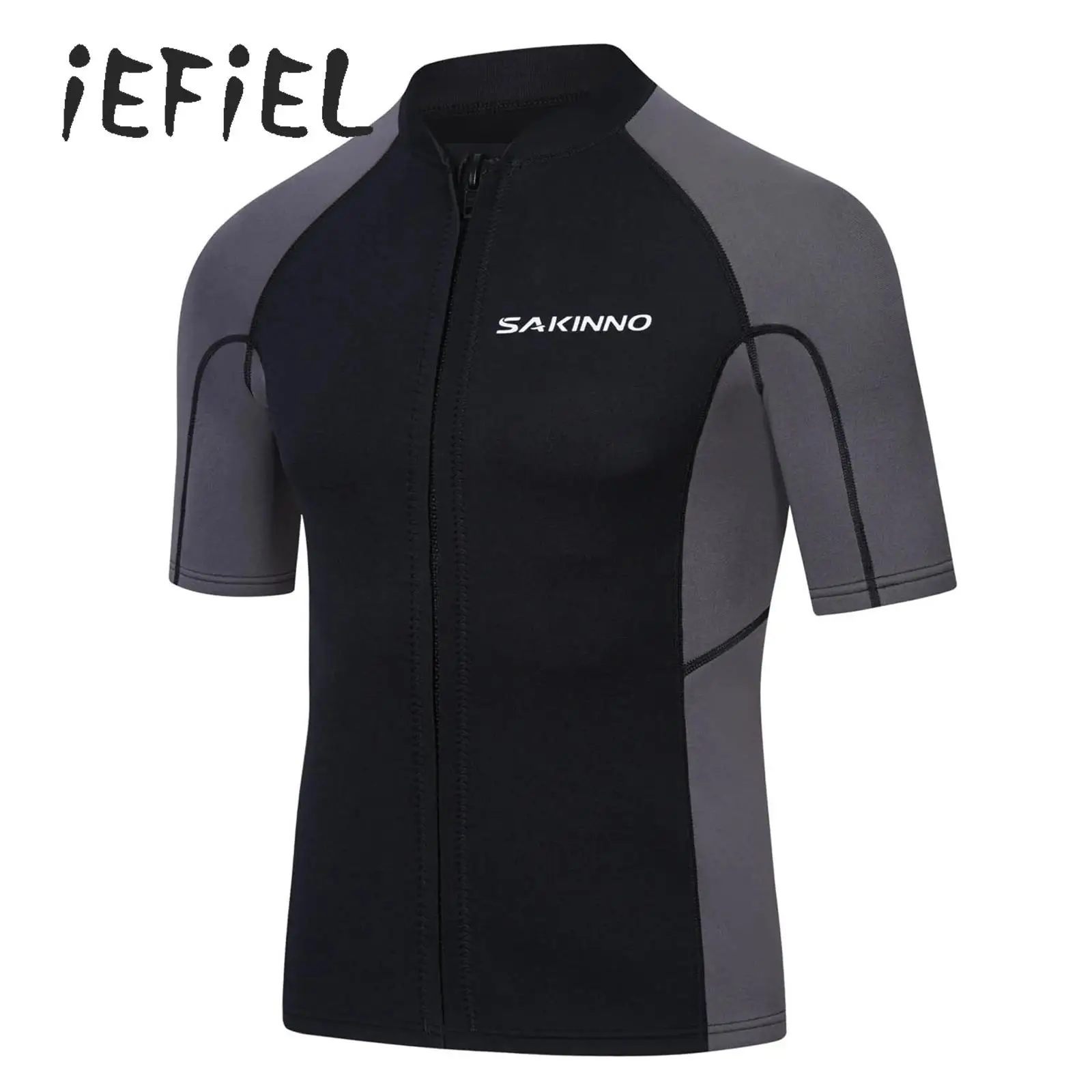 Mens Wetsuit Top 2mm Neoprene Wetsuits Jacket Short Sleeve Zip Up Diving Suit Swimming Snorkeling Scuba Diving Surfing Suit Top