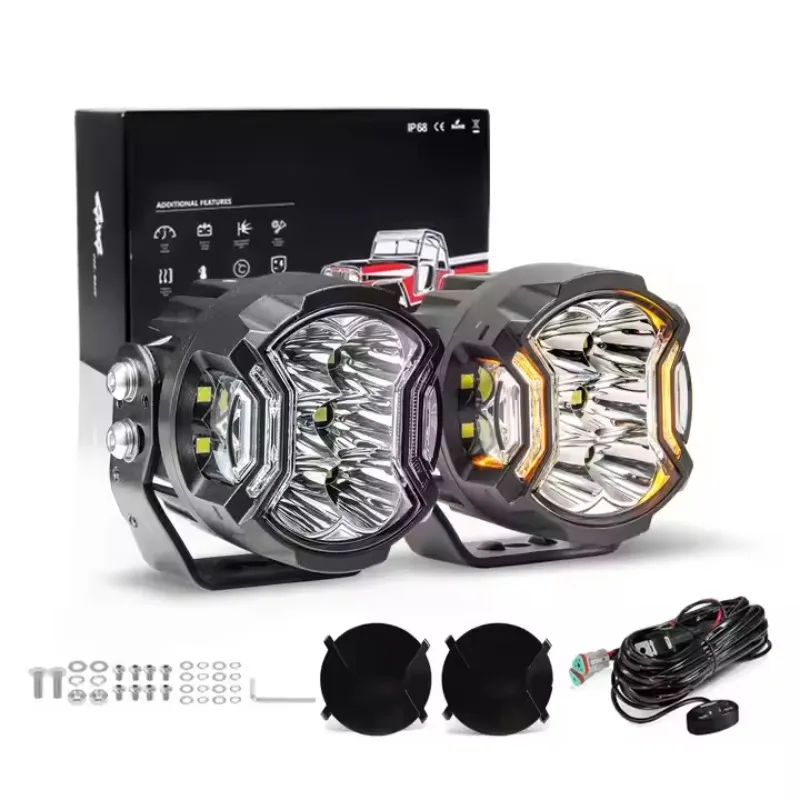 

12V 24V CAR SUV UTV Offroad IP68 Yellow Light Auxiliary Truck Lamp 3inch Led Headlight Fog Light for Car with Wire Harness