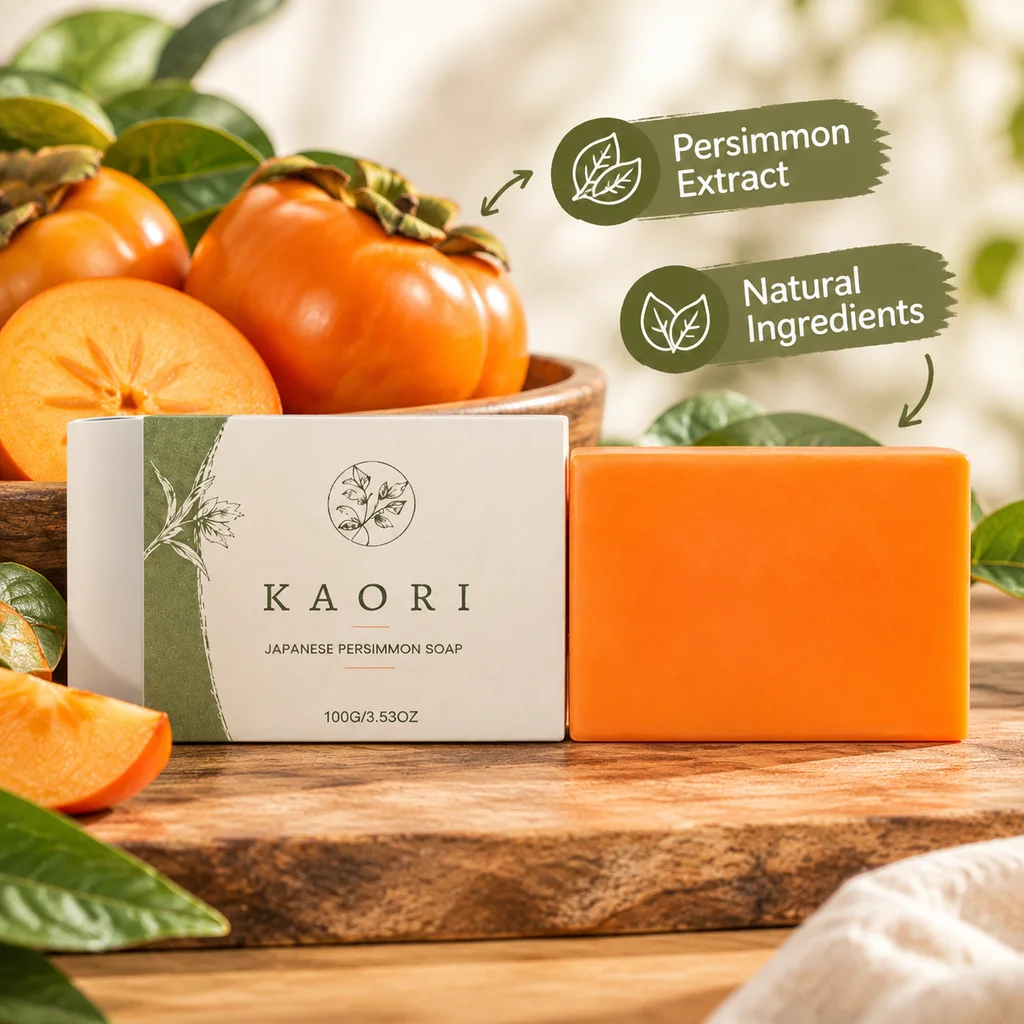 Persimmon Soap Bar For Body Odor Removal Natural Gentle Body Cleansing Soap Women Men Facial Foam Cleansing Clean And Fresh
