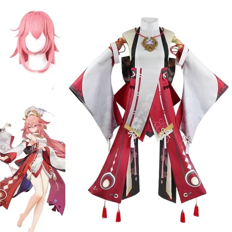 

Game Impact Cosplay Yae Miko Cosplay Costumes Yae Miko Cosplay Wig Uniform Anime Chinese Style Halloween Costumes for Women