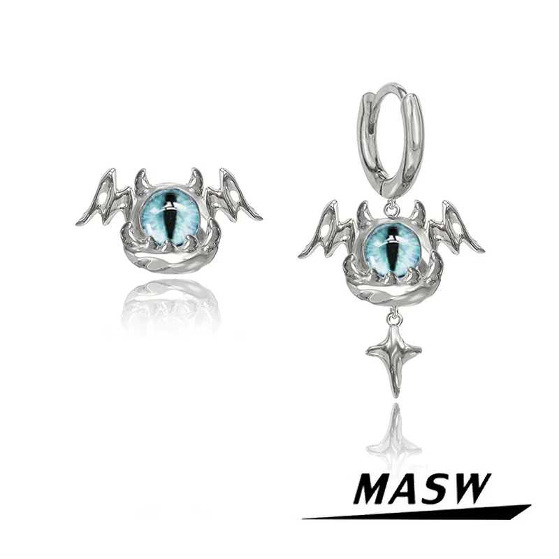 

MASW Original Design Cute Style High Quality Brass Thick Silver Plated Lovely Evil Dangle Earrings For Women Girl Party Gift