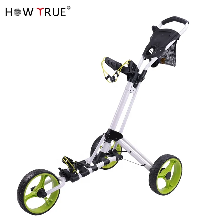 HOW TRUE Newest Most Popular Golf Simple Hand Push Cart Multicolor Aluminum Alloy 3 Wheel Golf Trolley