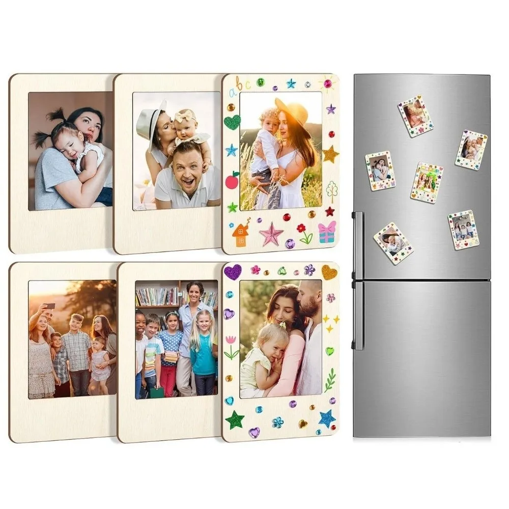DIY Wooden Picture Frames with Stickers