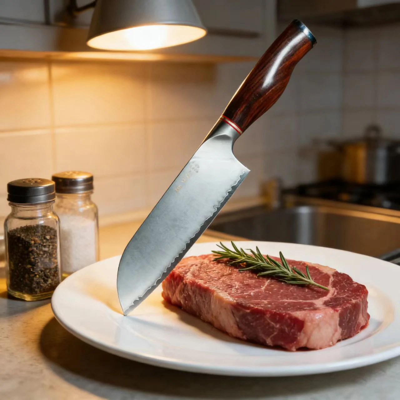 7 Inch Santoku Knife Powder High-Speed Steel Blade Wood Handle Chef Slicing Vegetable Cleaver Meat Handmade Forged Kitchen Knife