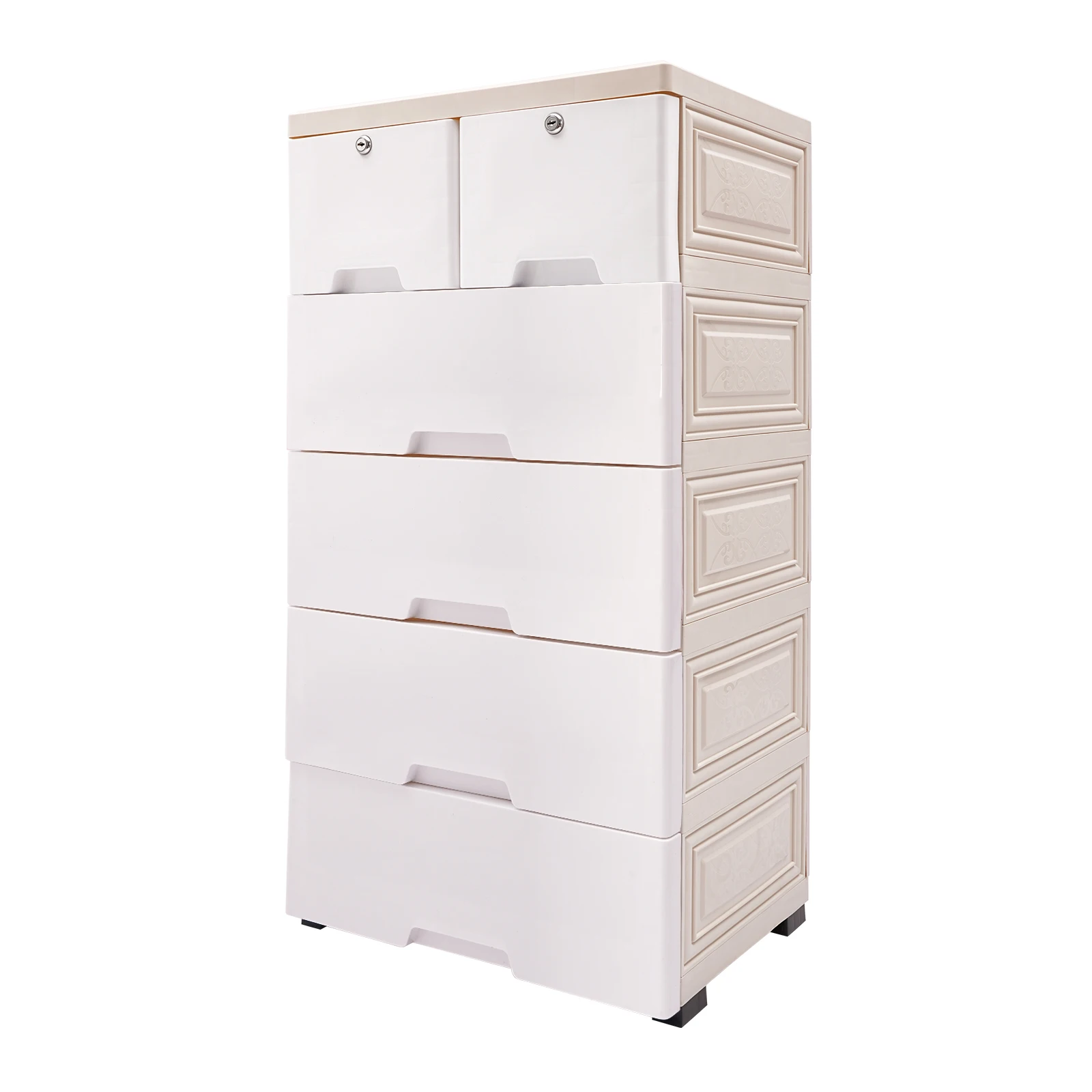 

Plastic Drawers Dresser Vertical Storage Tower with 6 Drawers,Stackable Closet Drawers Tall Dresser Organizer with Wheels & Keys