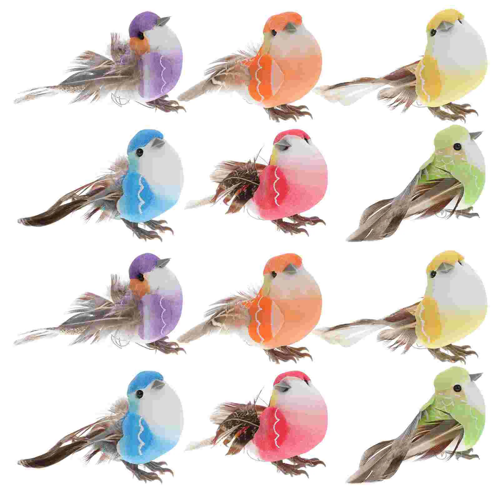 

12 Pcs Artificial Feathered Birds Decoration Set Realistic Lifelike naments for Christmas Trees Home Office Desk Garden