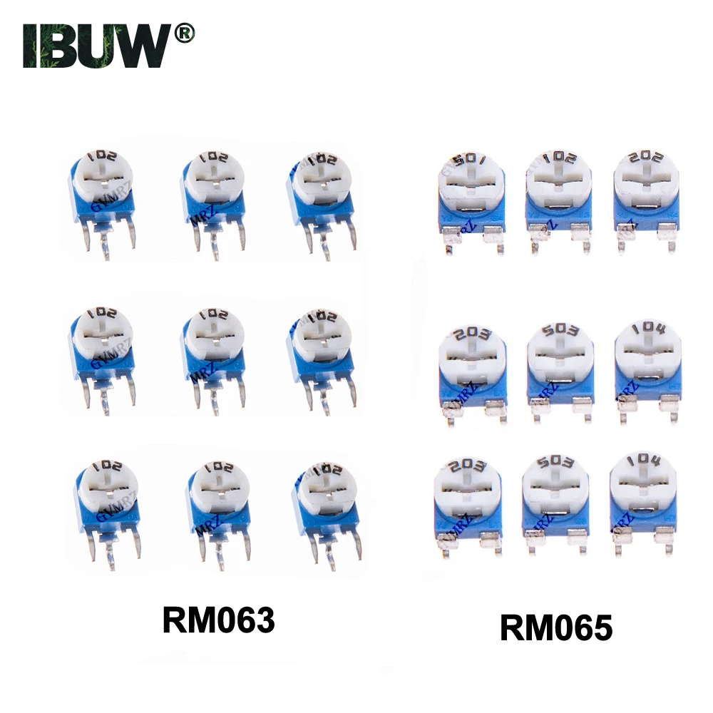 20PCS/500PCS 500R, 1K, 2K, 5K, RM063 RM065 Adjustable resistor Kit (100R, 200R,10K, 20K Variable Resistors for  DIY Electronics