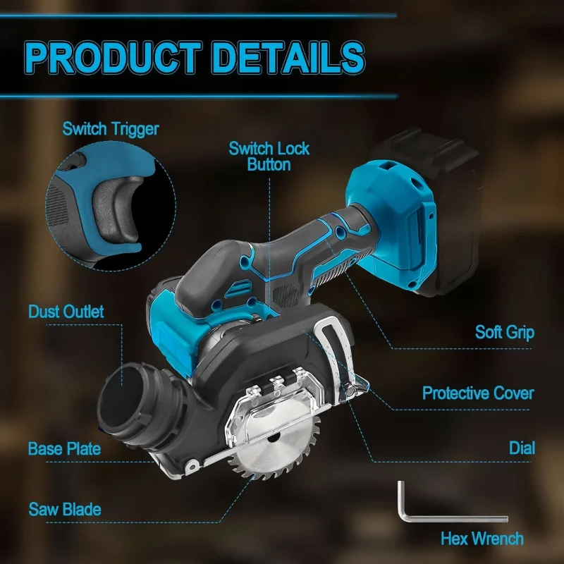 For Makita Cordless Mini Angle Grinder 3 Inch Cutting Circular Saw Machine Electirc CUT OFF Tool Power Tools 18V Battery