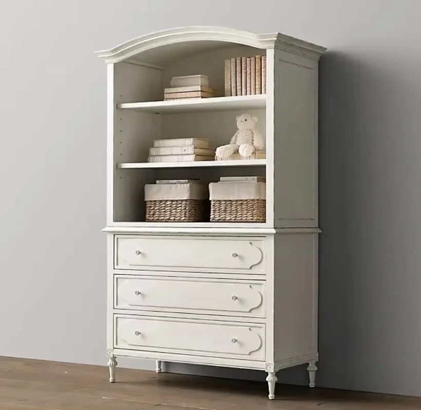 White solid wood bookcase dressing room living room bookshelf furniture