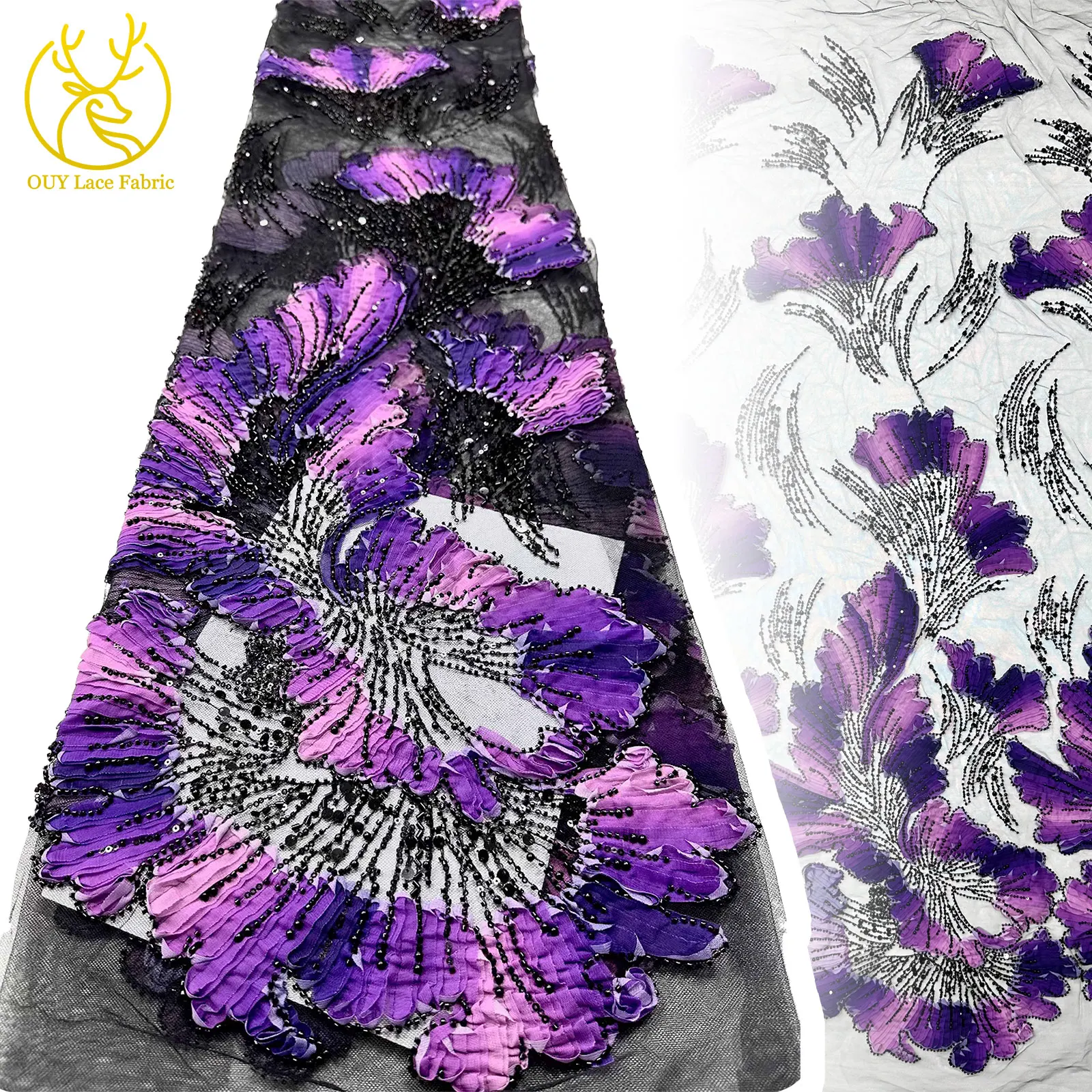 

Africa Nigeria Sequins Groom Lace Fabric 2025 Exquisite High-end Luxury Embroidery Beading Fabric for Wedding Dress Party