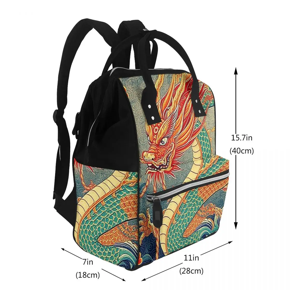 Chinese Dragon Asian Oriental Style Art Student Backpack School Bag Hiking Travel Daypack for Men Women Bookbag Shoulder Bags