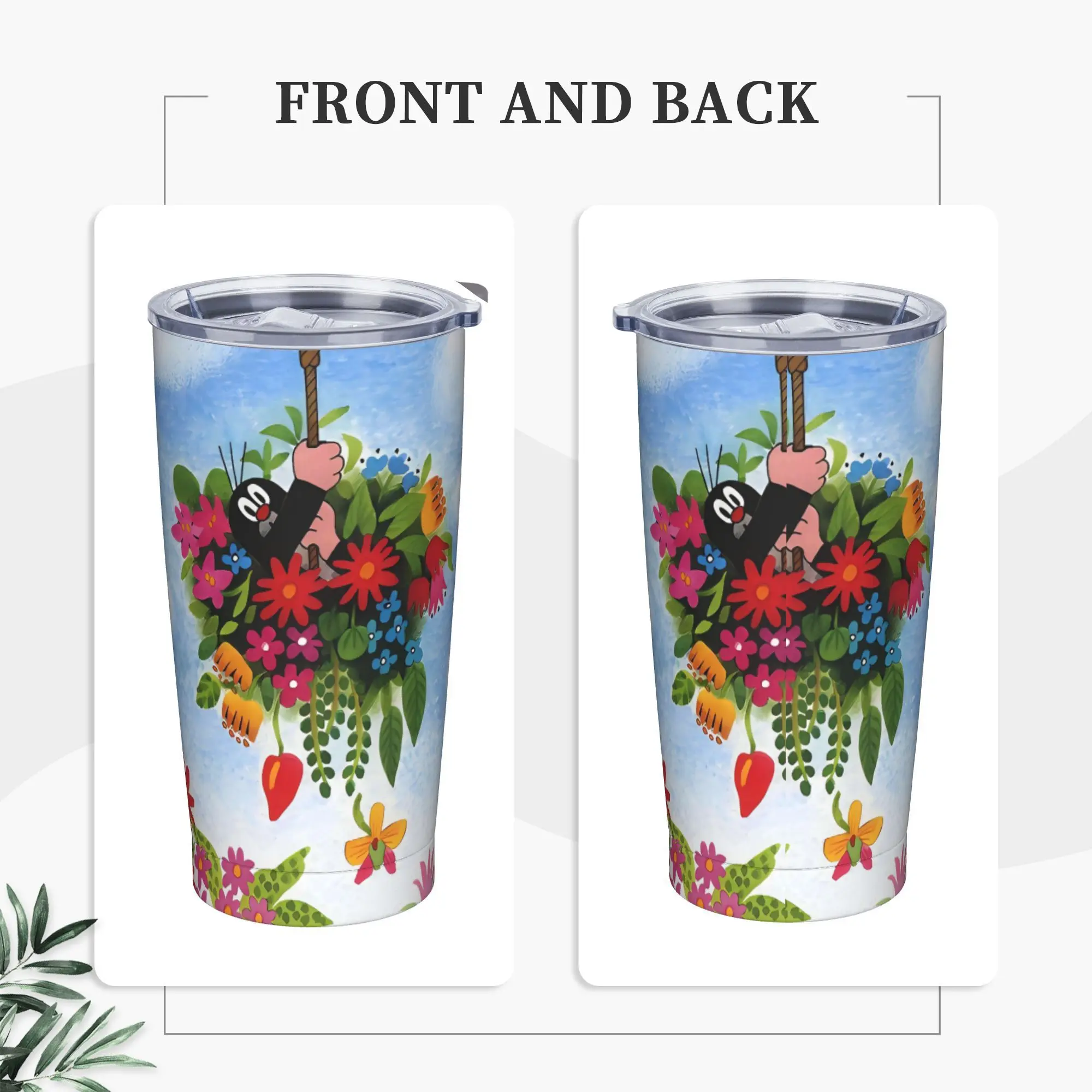 

Стакан из нержавеющей стали, маленькая кружка-крота, чашка с соломинкой, цветок, путешественник, бутылка для горячих напитков, водой, герметичная кофейная кружка на 20 унций